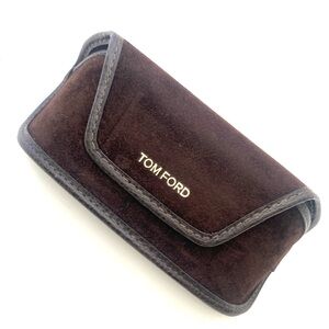 Tom Ford Brown Suede Eyeglasses/Sunglasses Clam Shell Case Original Authentic